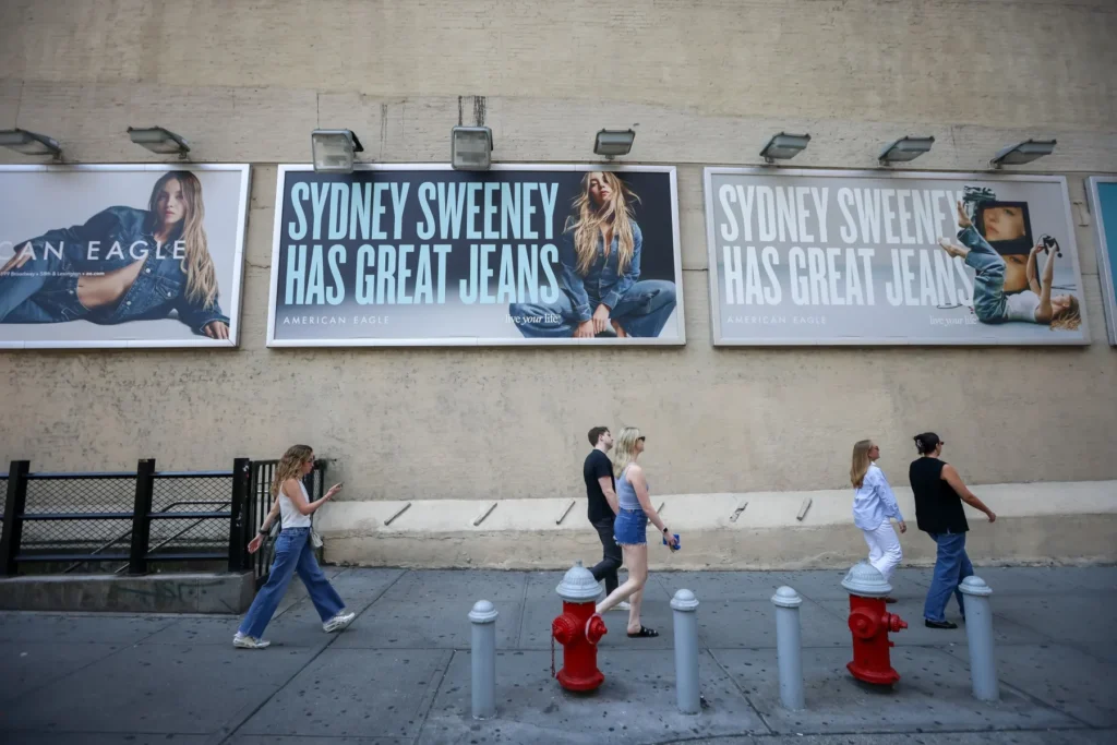 Image of American Eagle Sydney Sweeney ads in the wild