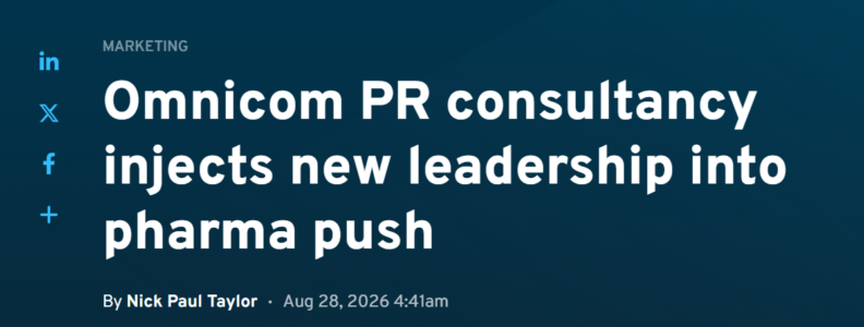 Headline from FiercePharma.com announcing leadership changes at maslansky + partners